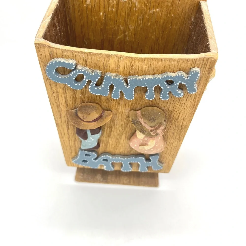 Vintage‎ Country Bath Wooden Wall Mount Dispenser Holder Folk Art Decor 11 inch